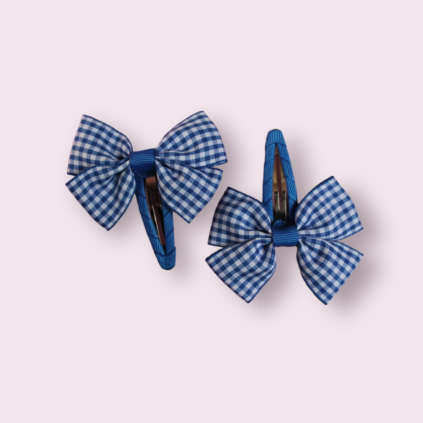 Royal Blue Gingham 2.5" Butterfly Snap Clips