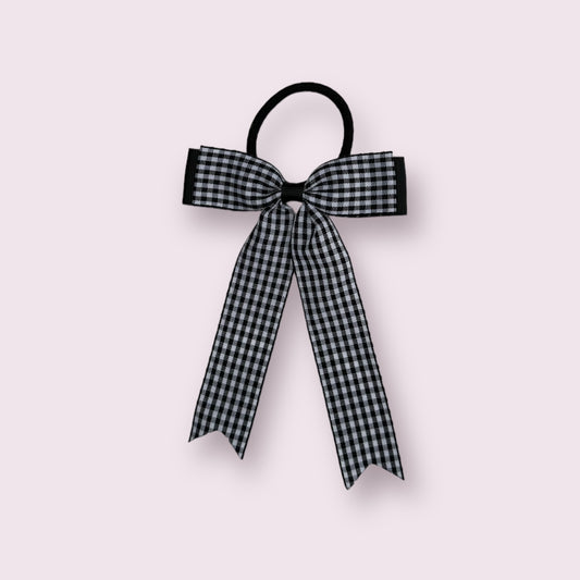 Black Gingham 4" Tailed Bobble