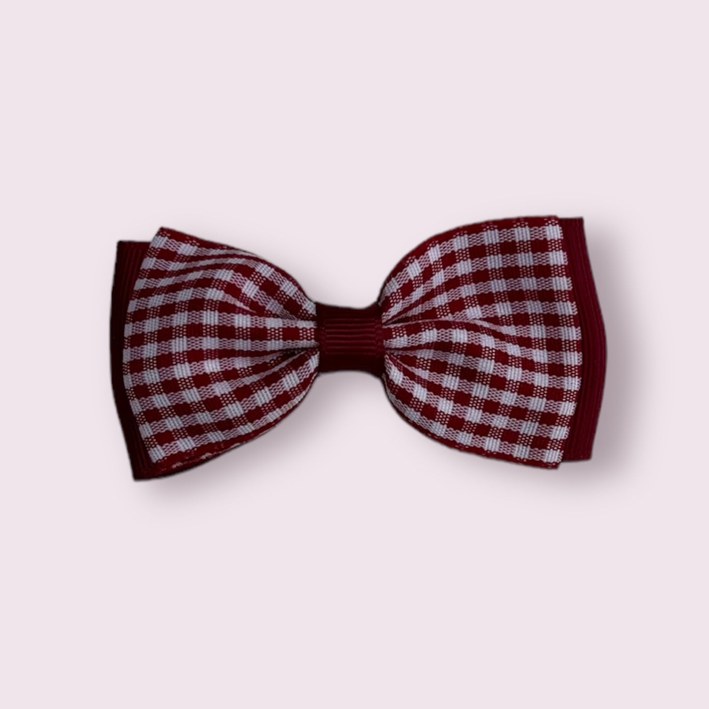 Burgundy Gingham 3" Bowtie Clip