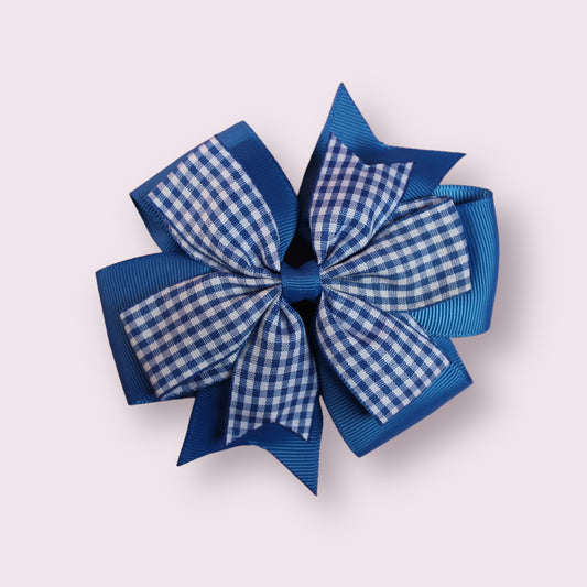 Royal Blue Gingham 4" Double Pinwheel Clip