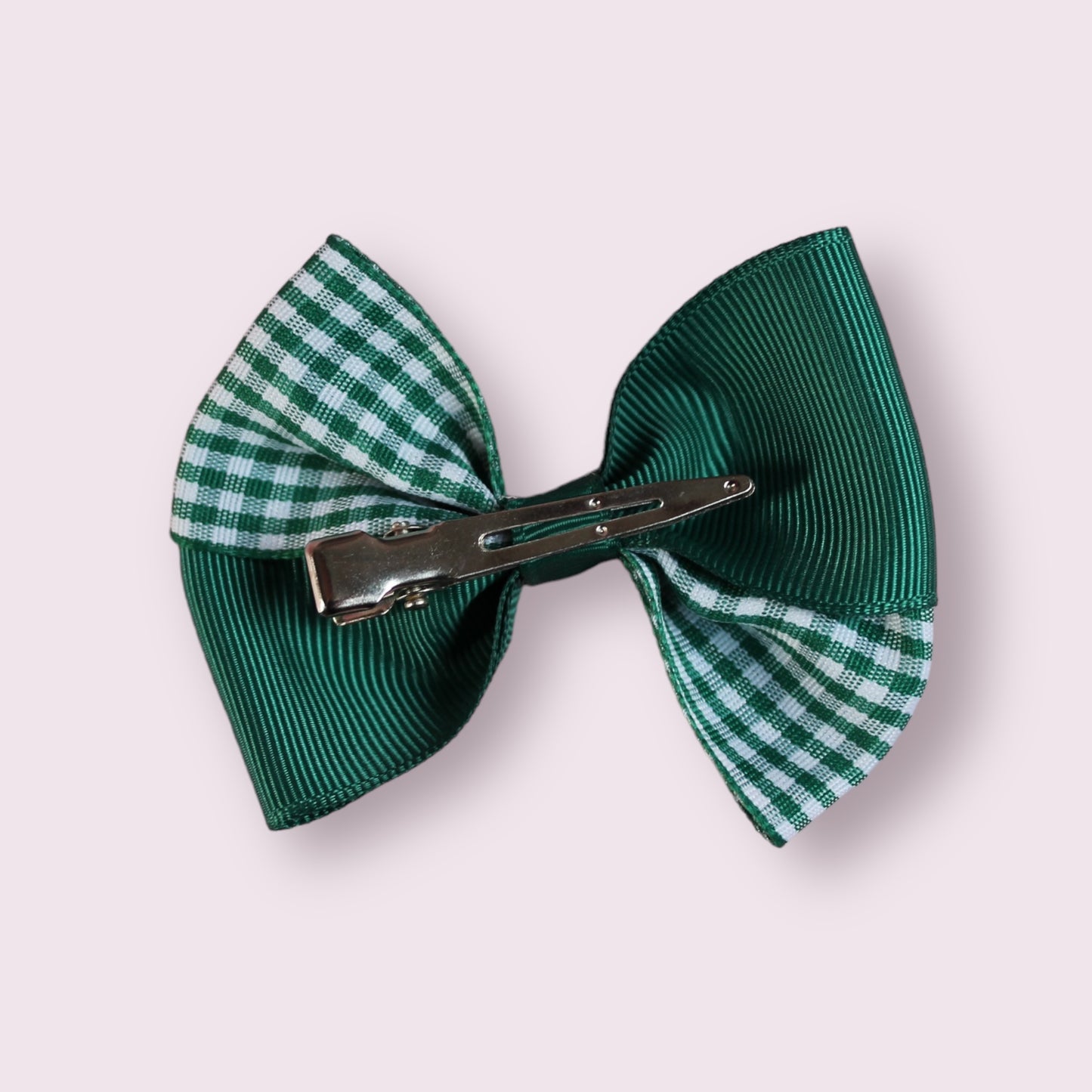 Hunter Green Gingham 3" Twisted Clip