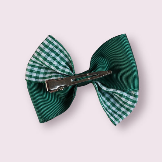 Hunter Green Gingham 3" Twisted Clip