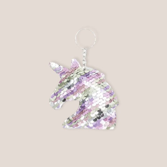 Pastel Sequin Flip Unicorn Keyring Book Bag Charm