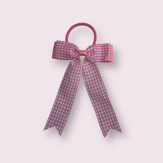 Pink Gingham 4" Tailed Bobble
