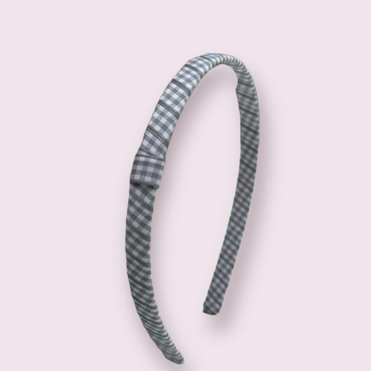 Grey Gingham Infinity Headband