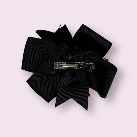 Black Gingham 4" Double Pinwheel Clip