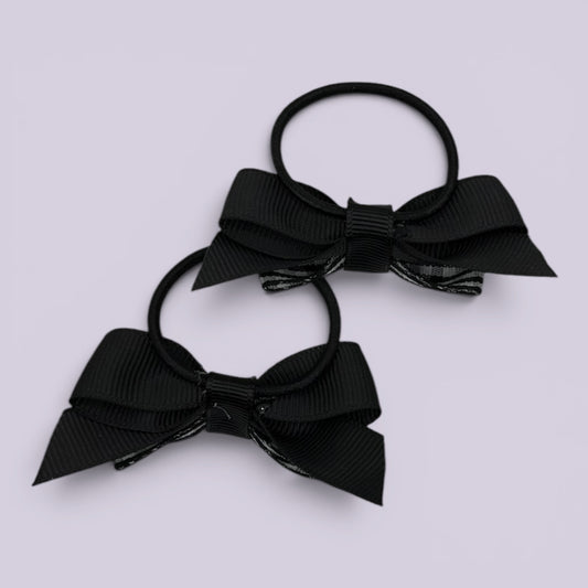 Juni | Black Gingham Small Double bow bobbles pair