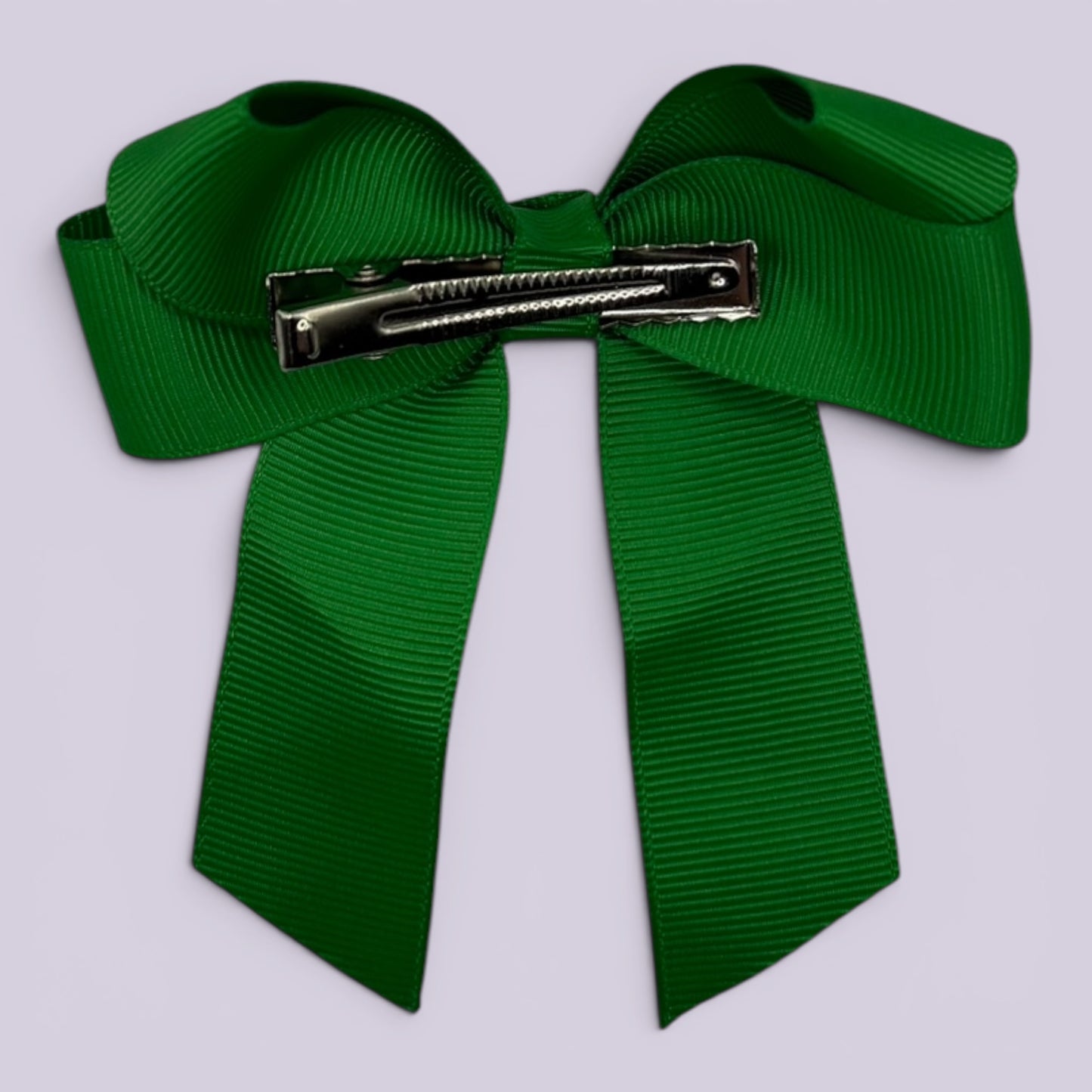 Emerald green clip bow on card