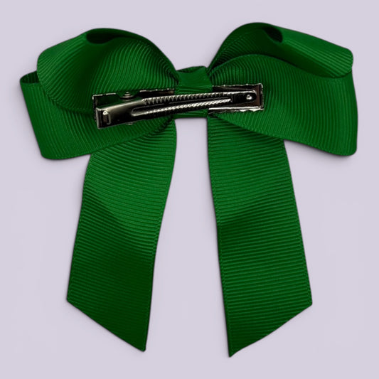 Emerald green clip bow on card