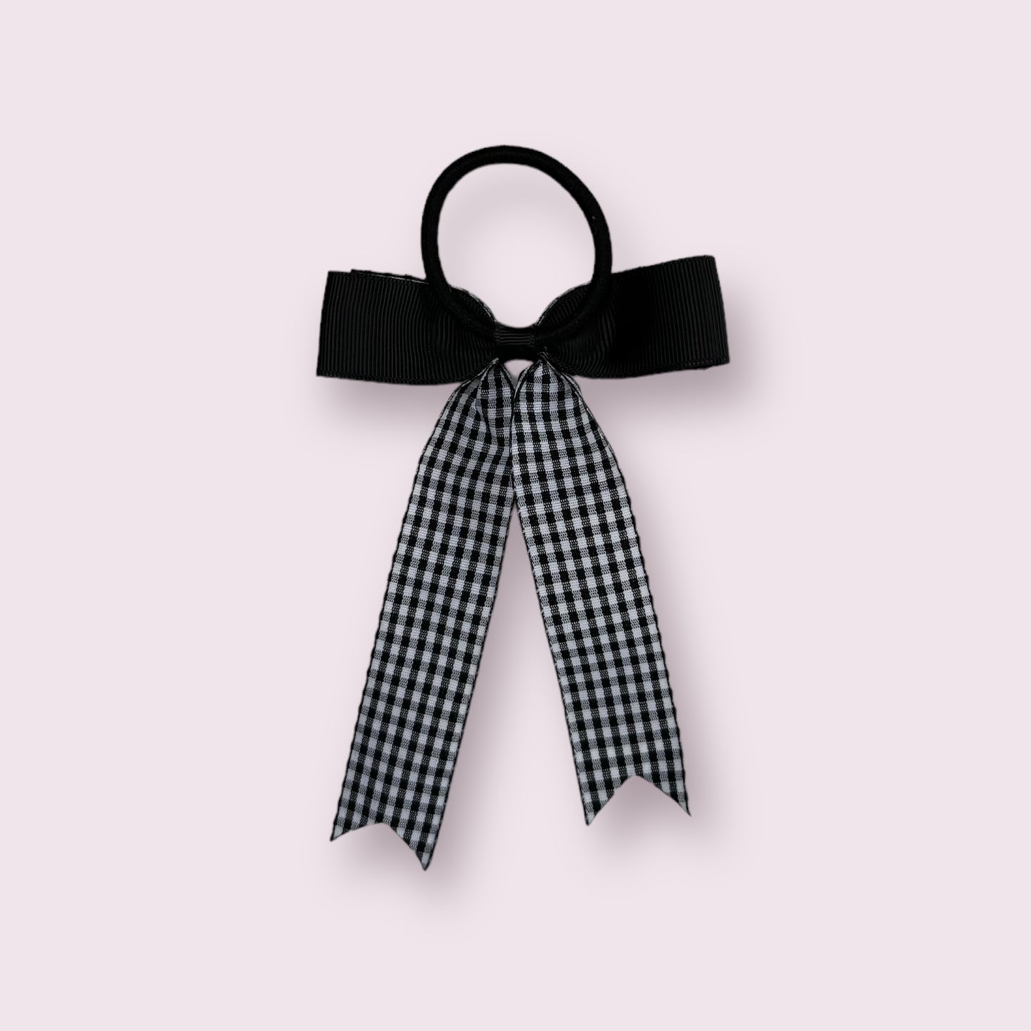 Black Gingham 4" Tailed Bobble