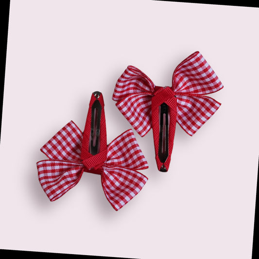 Red Gingham 2.5" Butterfly Snap Clips
