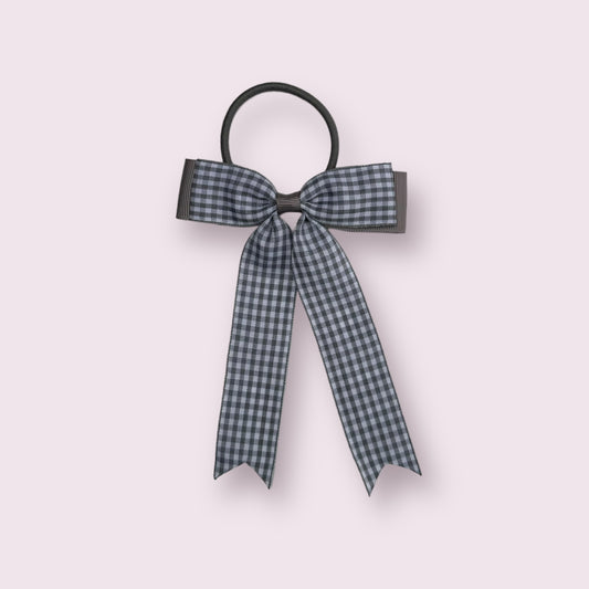 Grey Gingham 4" Tailed Bobble