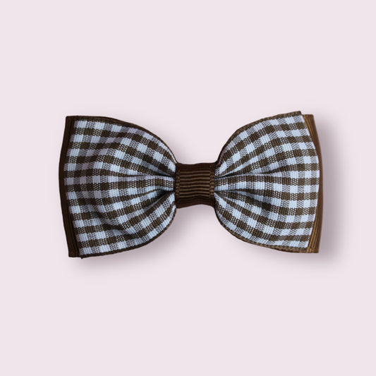 Brown Gingham 3" Bowtie Clip