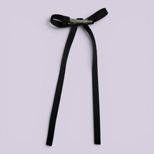 Sophie | Black Large Tailed Bow Clip