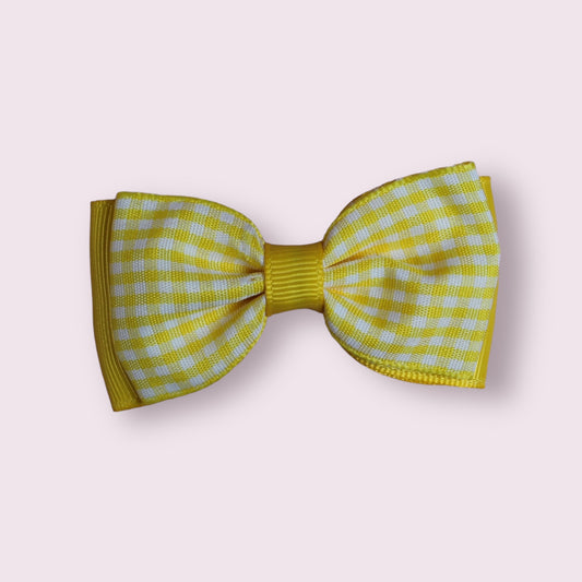 Yellow Gingham 3" Bowtie Clip
