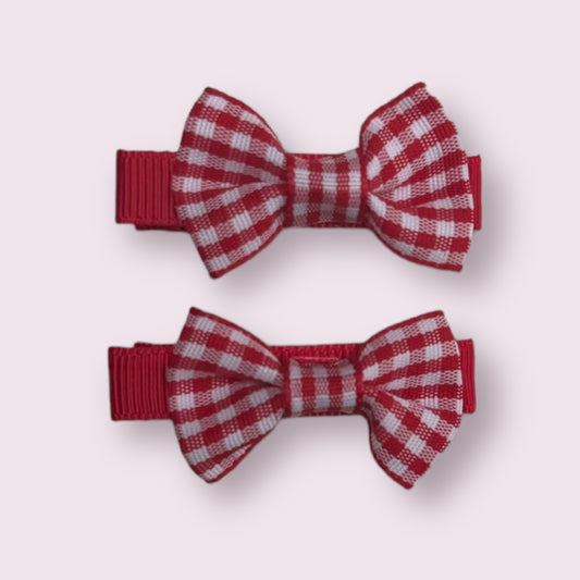 Red Gingham 1.75" Mini Bowtie Clip