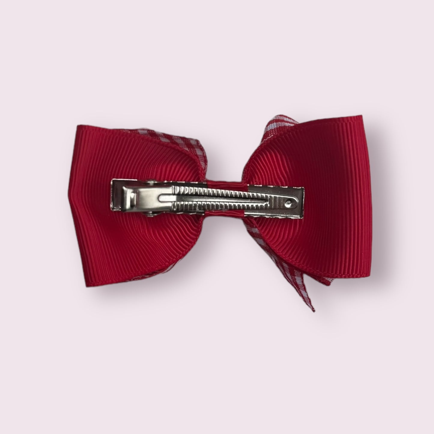 Red Gingham 3" Double Bow Clip
