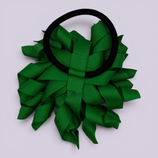 Emerald green korker bow bobble on card