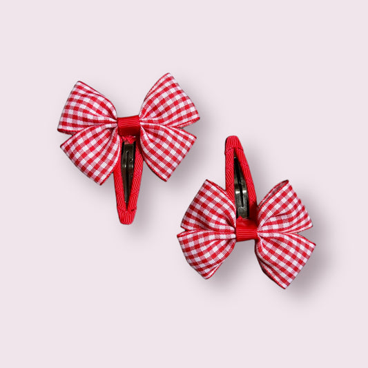 Red Gingham 2.5" Butterfly Snap Clips
