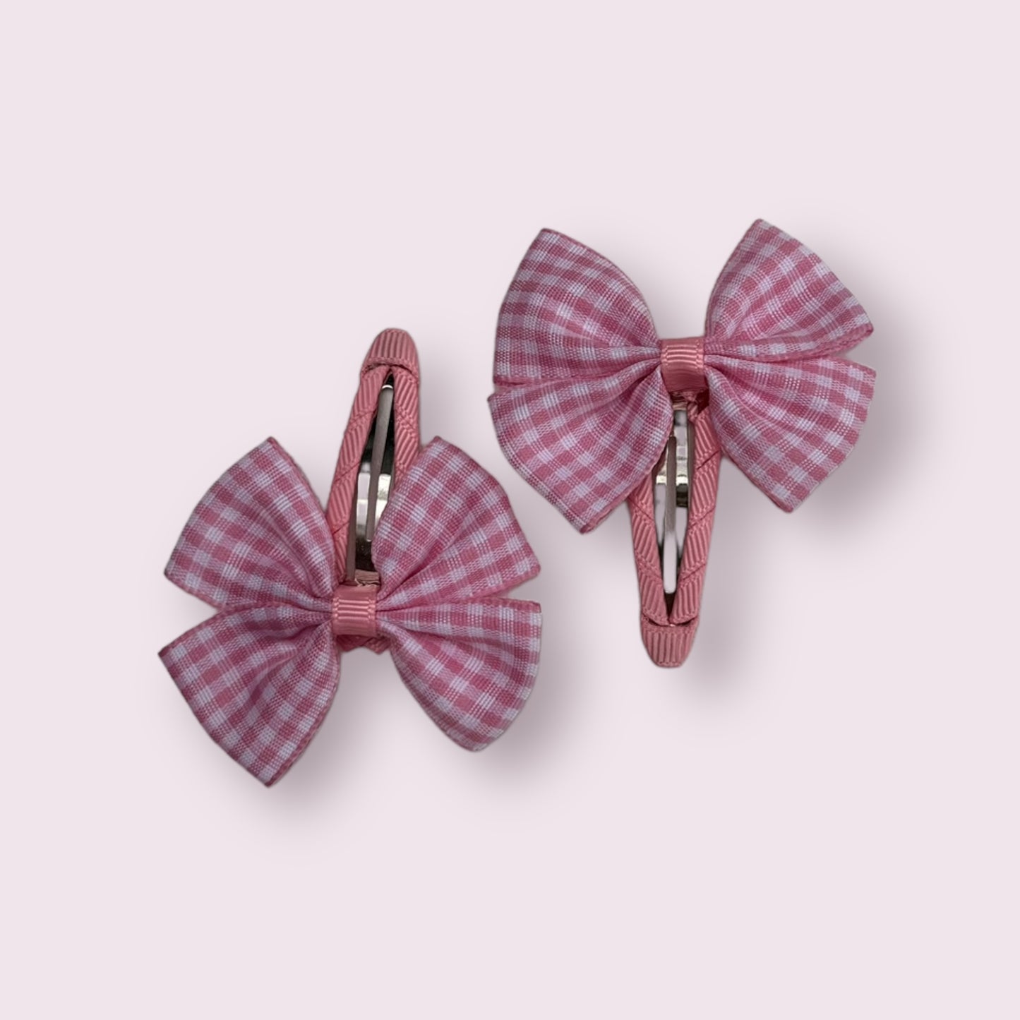 Pink Gingham 2.5" Butterfly Snap Clips