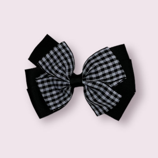 Black Gingham 3" Pinwheel Clip