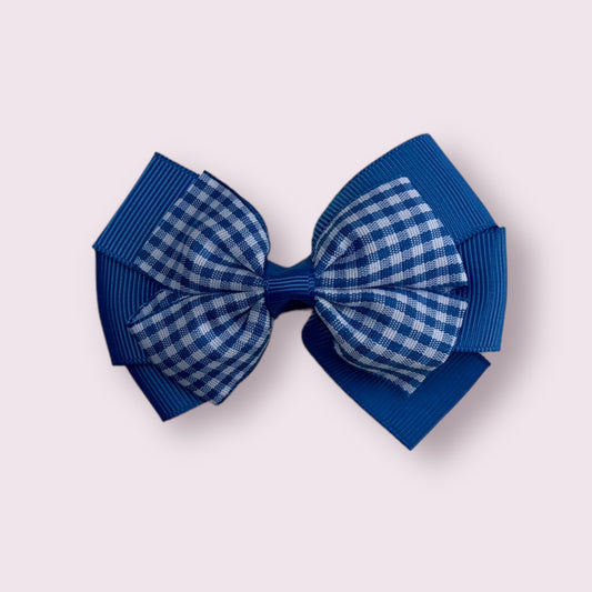Royal Blue Gingham 3" Pinwheel Clip