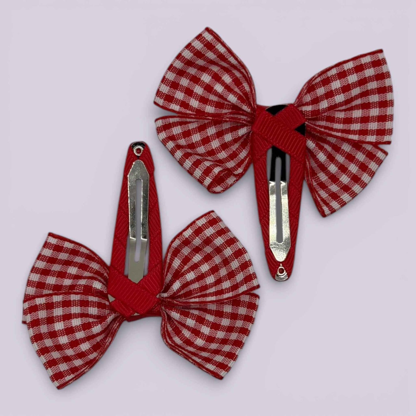 Orla Gingham | Red Snap Clips - School Hair Accessories UK