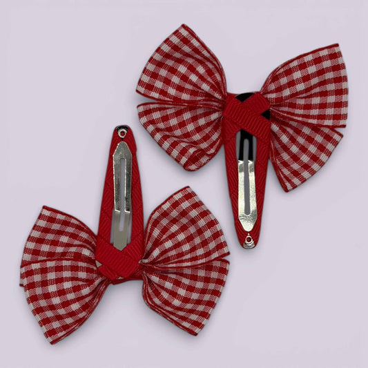 Orla Gingham | Red Snap Clips - School Hair Accessories UK