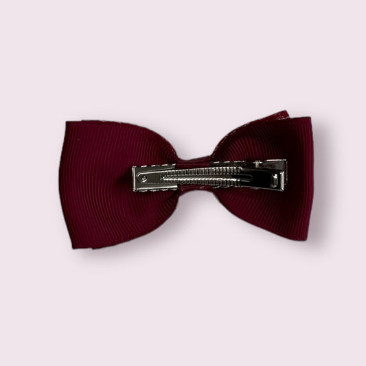 Burgundy Gingham 3" Bowtie Clip