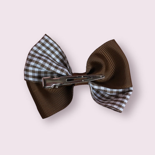 Brown Gingham 3" Twisted Clip