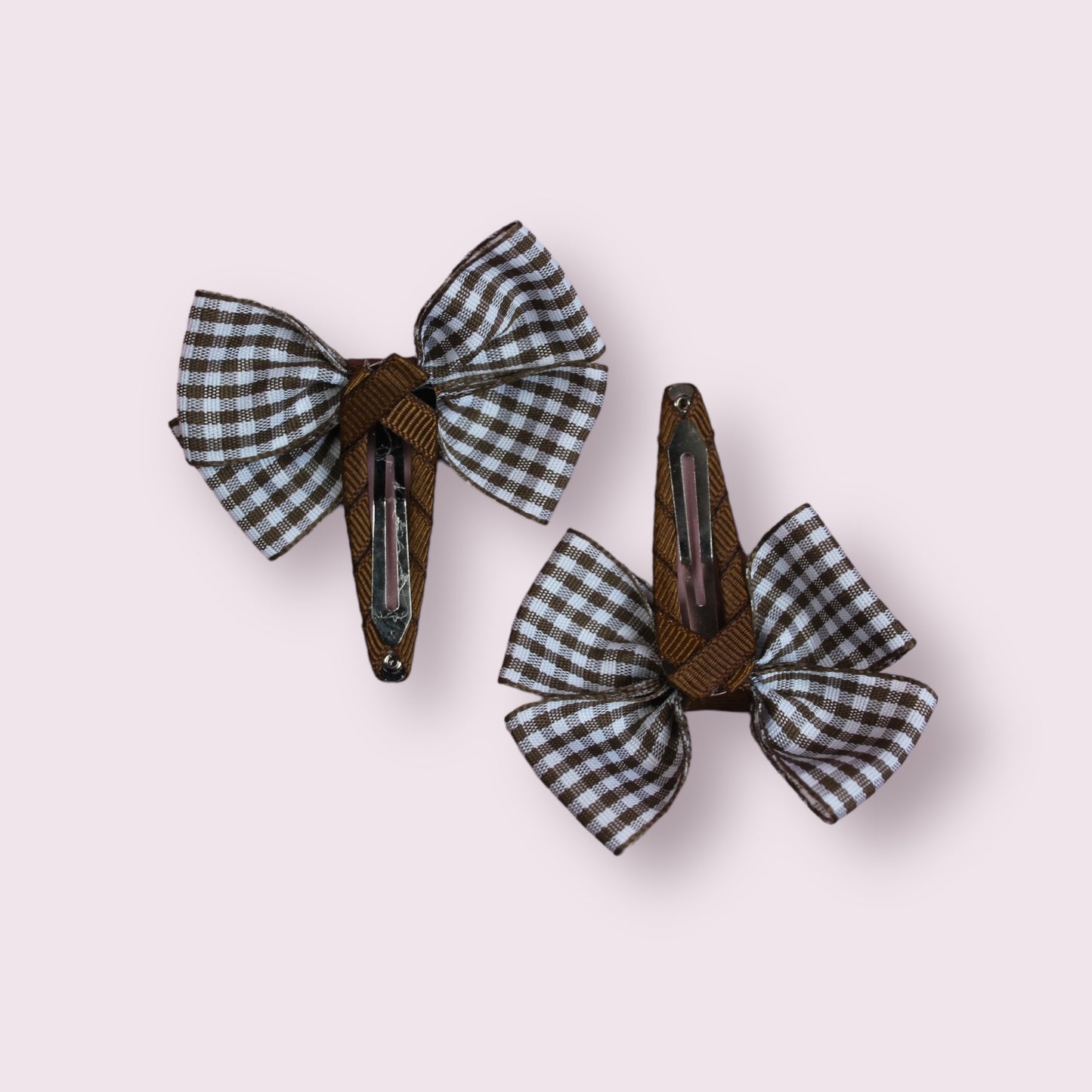 Brown 2.5" Gingham Butterfly Snap Clips