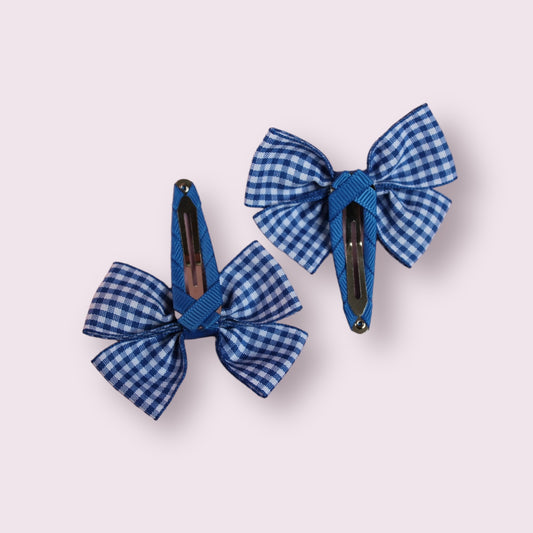 Royal Blue Gingham 2.5" Butterfly Snap Clips