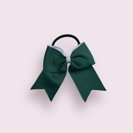 Hunter Green & White 4.5" Tailed Bobble