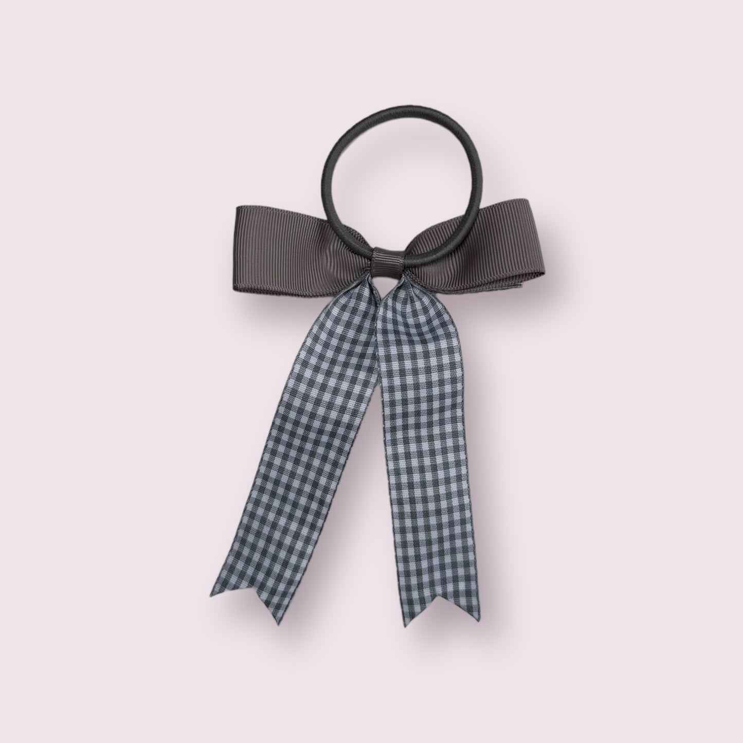 Grey Gingham 4" Tailed Bobble