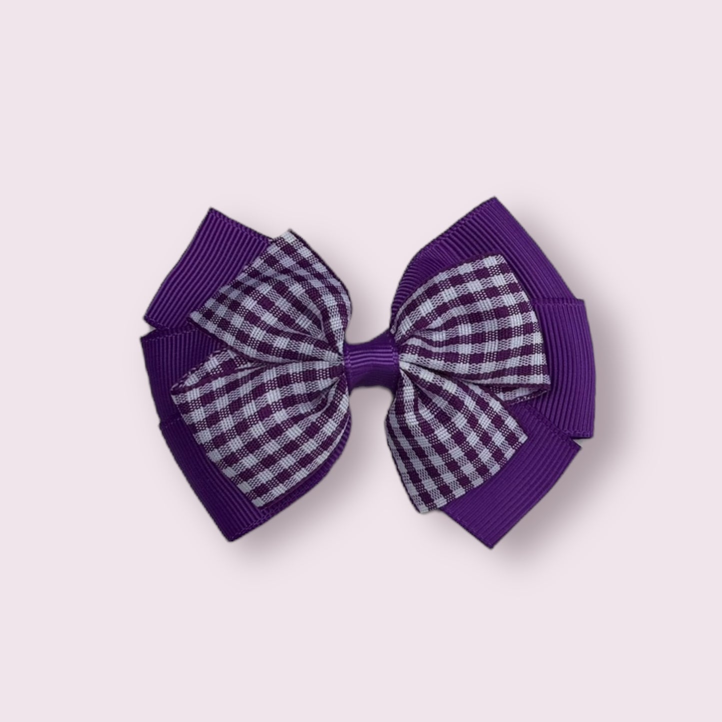 Purple Gingham 3" Pinwheel Clip