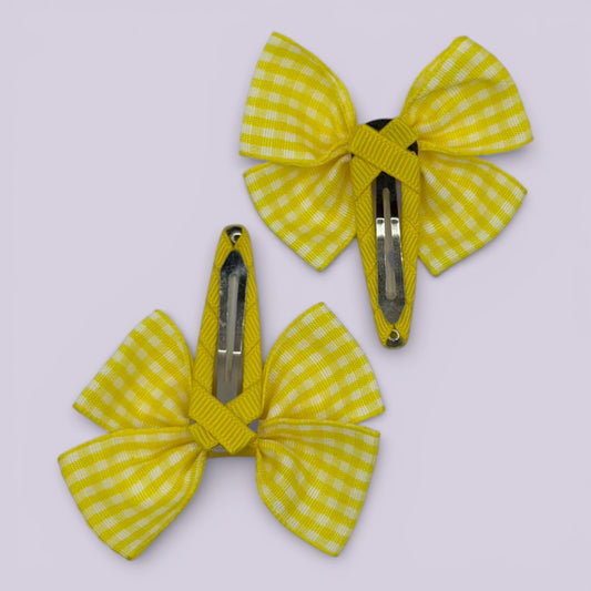 Orla Gingham | Yellow Snap Clips - School Hair Accessories UK
