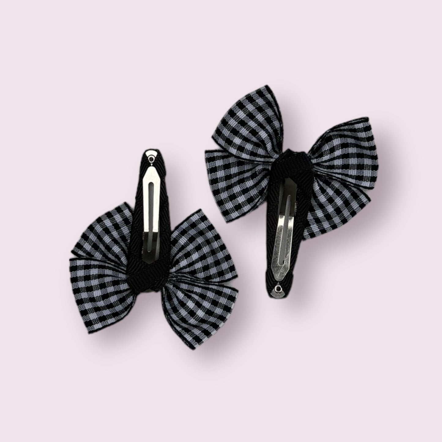 Black 2.5" Gingham Butterfly Snap Clips