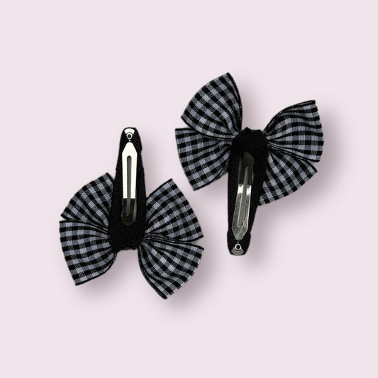 Black 2.5" Gingham Butterfly Snap Clips