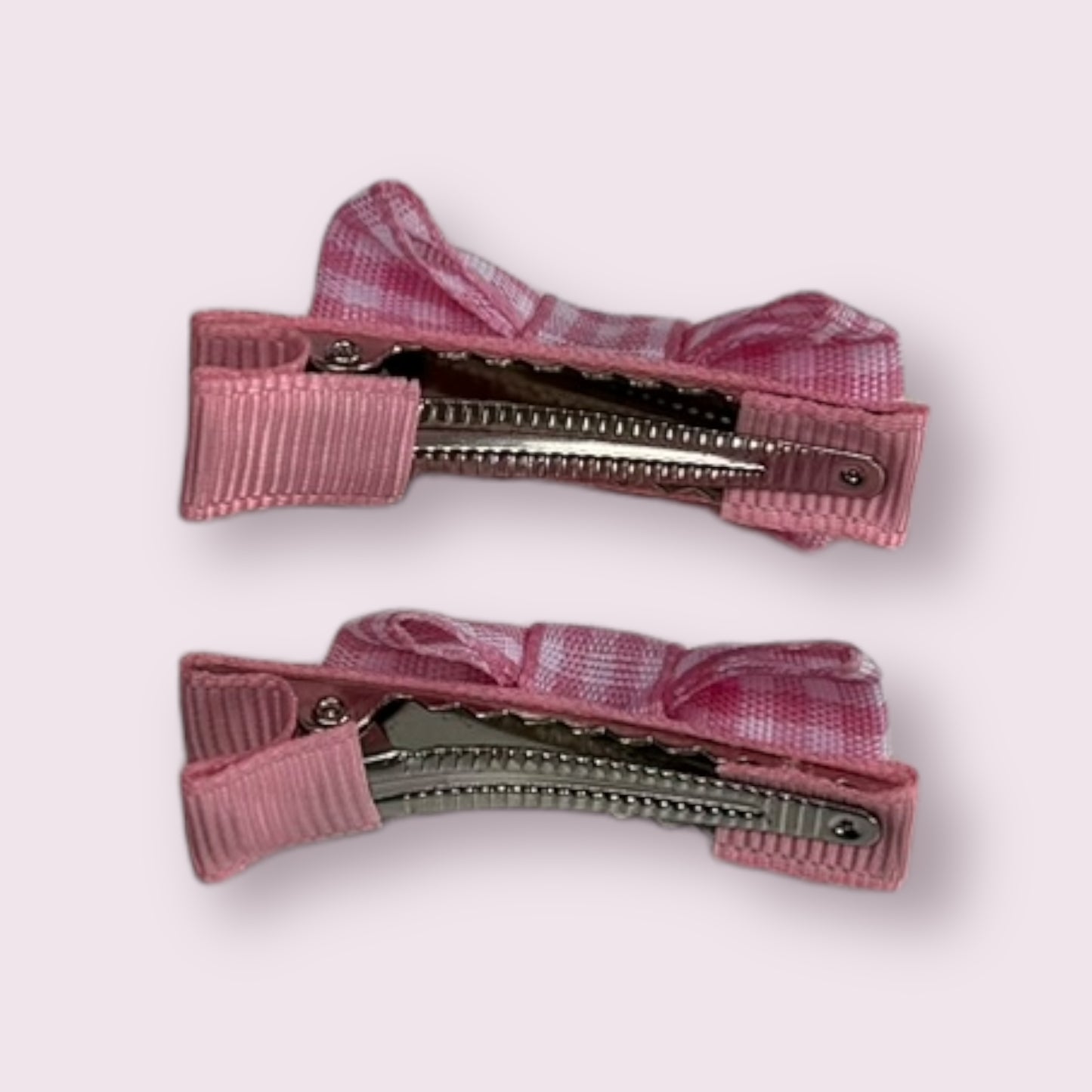 Pink Gingham 1.75" Mini Bowtie Clips