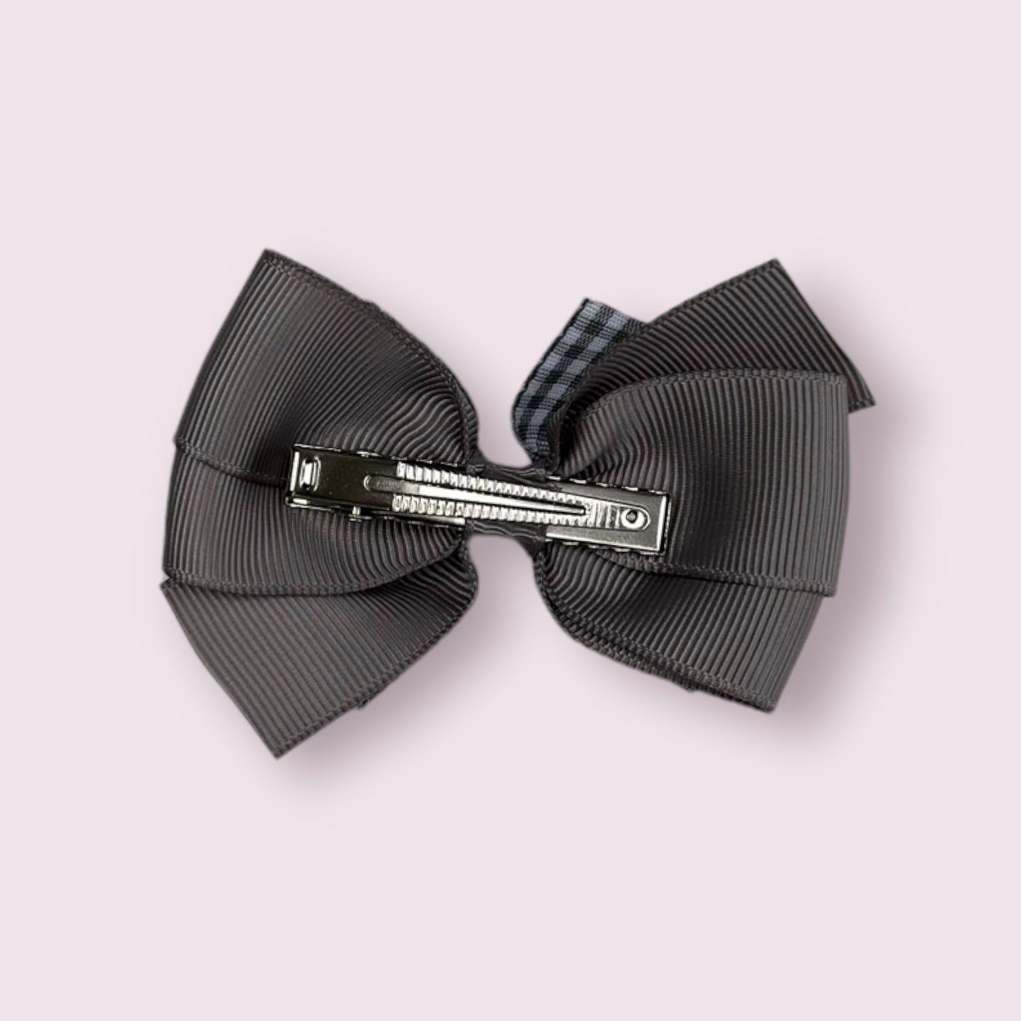 Grey Gingham 3" Pinwheel Clip