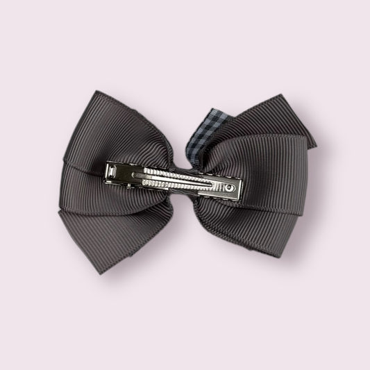 Grey Gingham 3" Pinwheel Clip