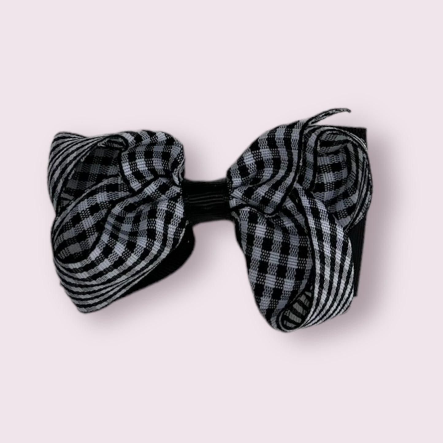 Black Gingham 3" Double Bow Clip