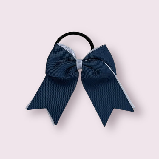 Navy Blue & White 4.5" Tailed Bobble