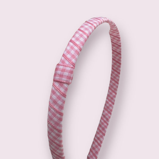 Pink Gingham Infinity Headband