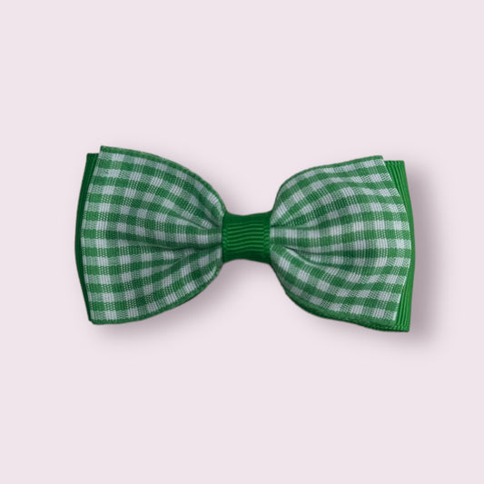 Emerald Green Gingham Bowtie Clip
