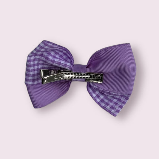 Lilac Gingham 3" Twisted Clip