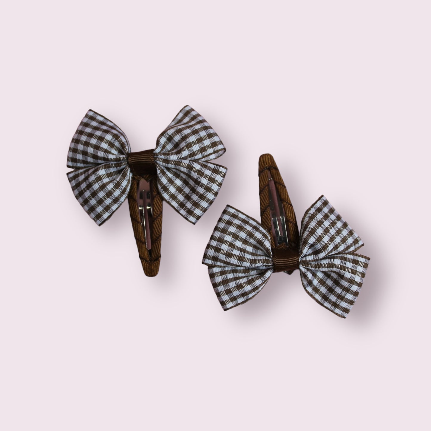 Brown 2.5" Gingham Butterfly Snap Clips