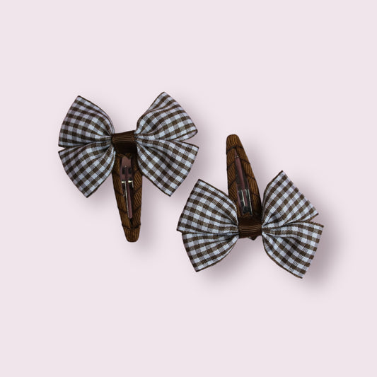 Brown 2.5" Gingham Butterfly Snap Clips