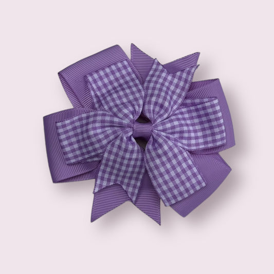 Lilac Gingham 4" Double Pinwheel Clip