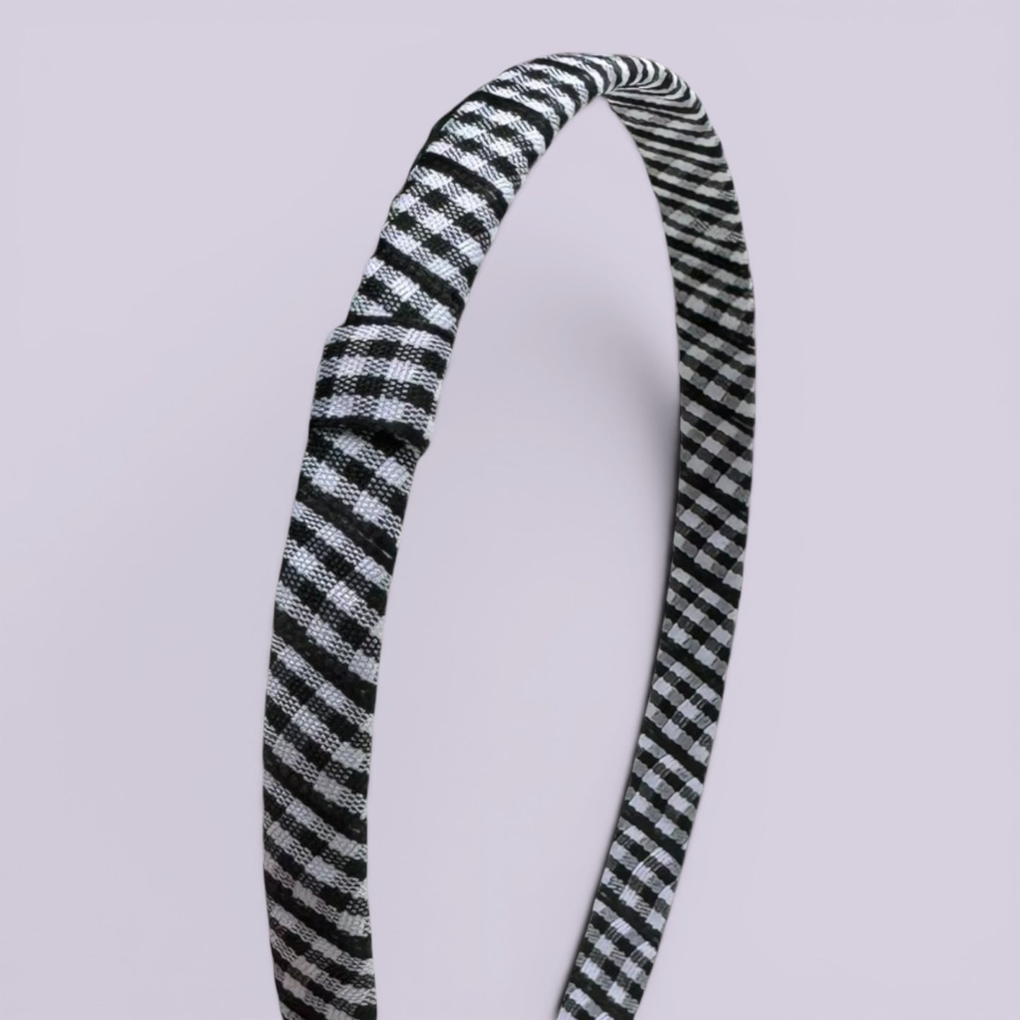 Black gingham headband close up
